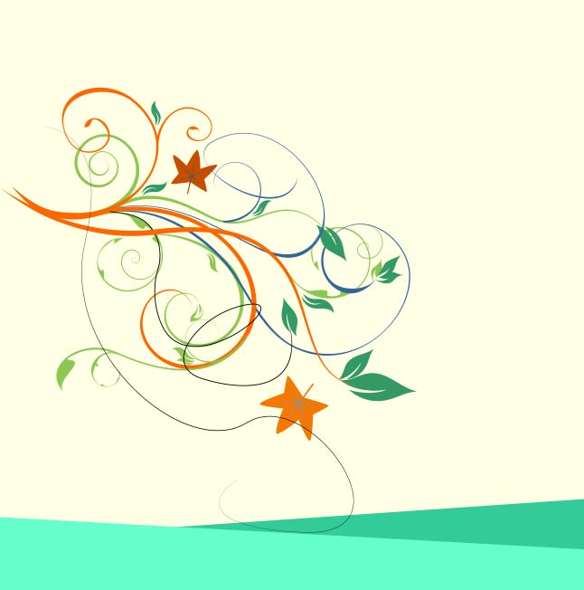 Free Cute Swirly Floral Vector Wallpaper
