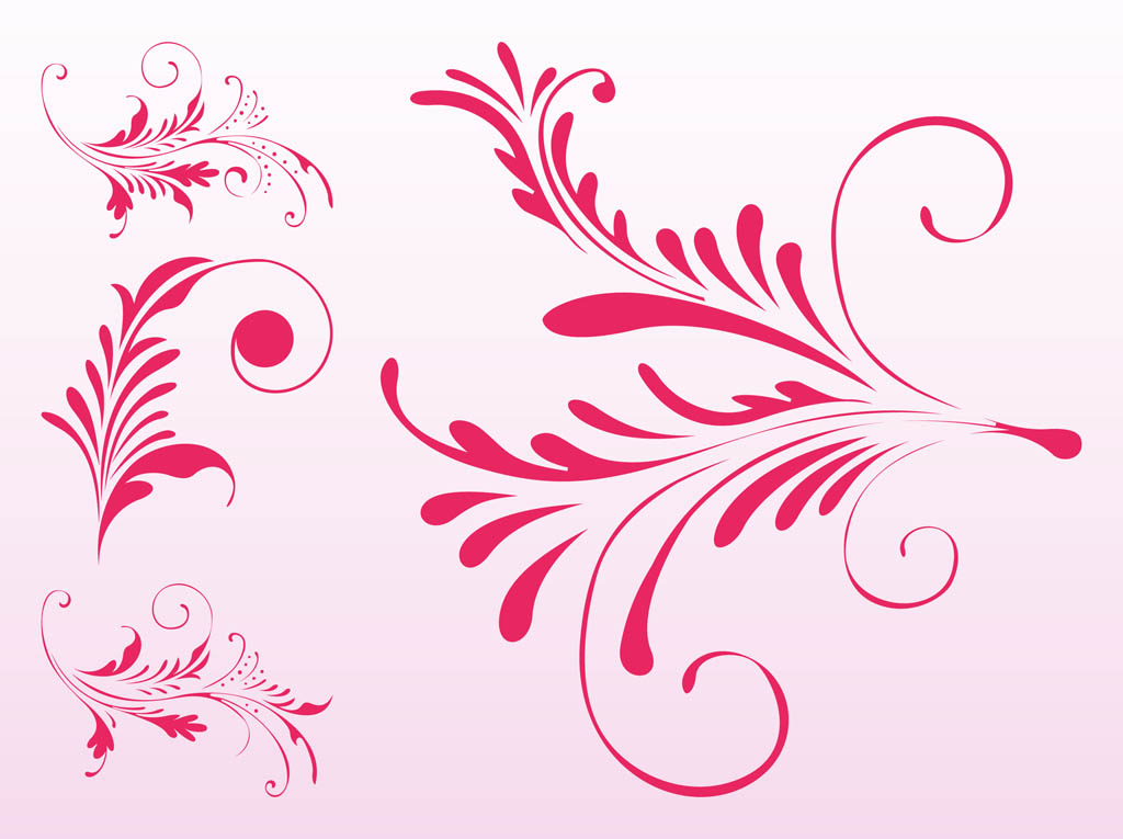 Pink Floral Scrolls Vector Art & Graphics