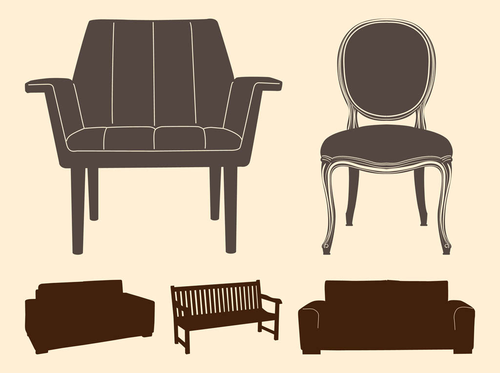 Chairs And Sofas Silhouettes Vector Art &amp; Graphics 