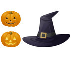 Halloween Hat And Pumpkins