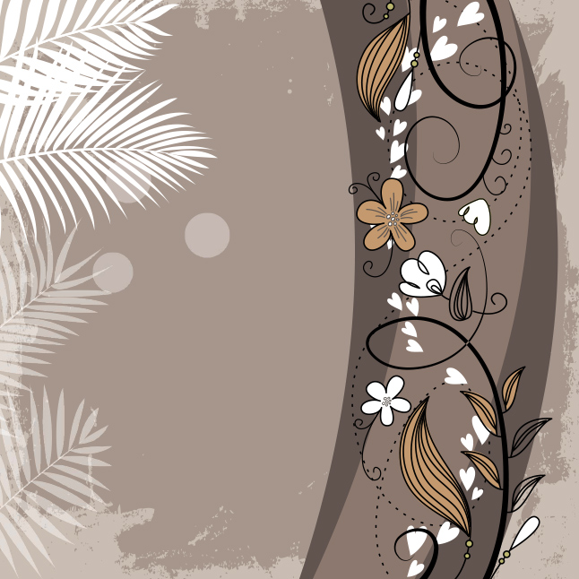 Brown Floral Swirl Vector Background
