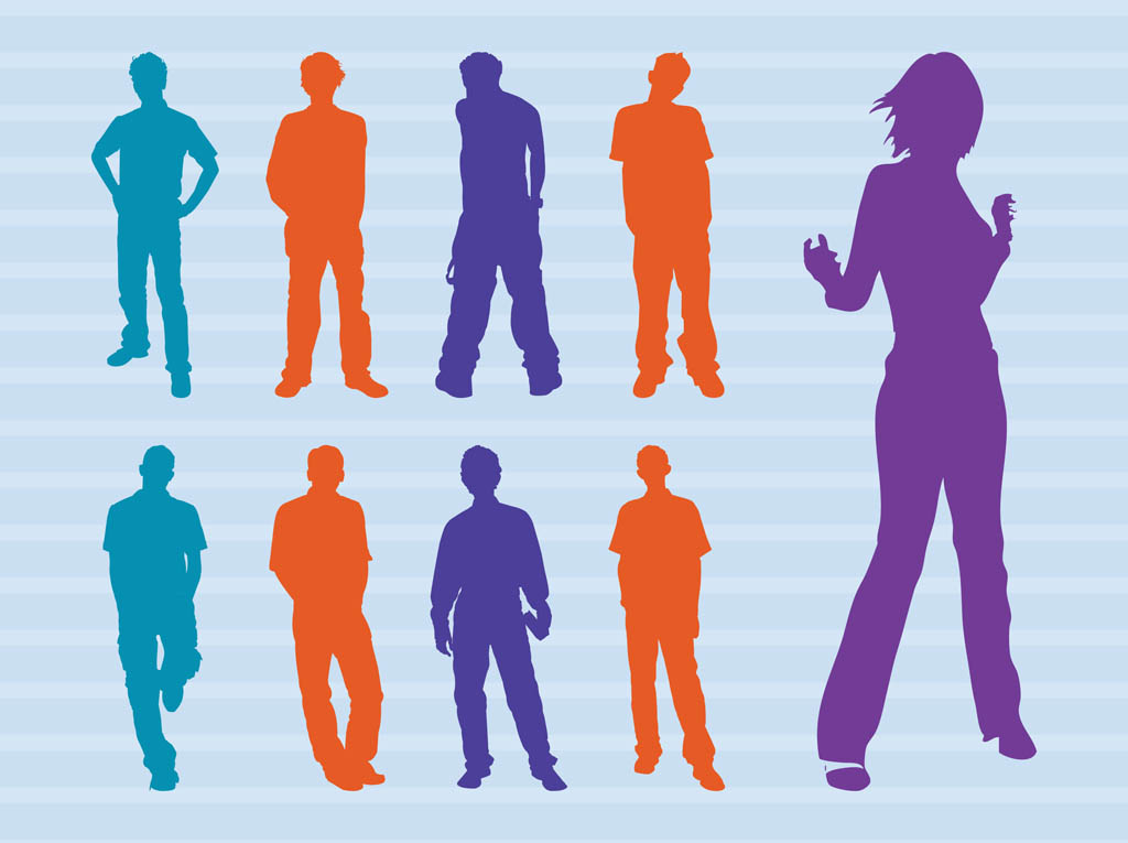 Colorful People Silhouettes Vector