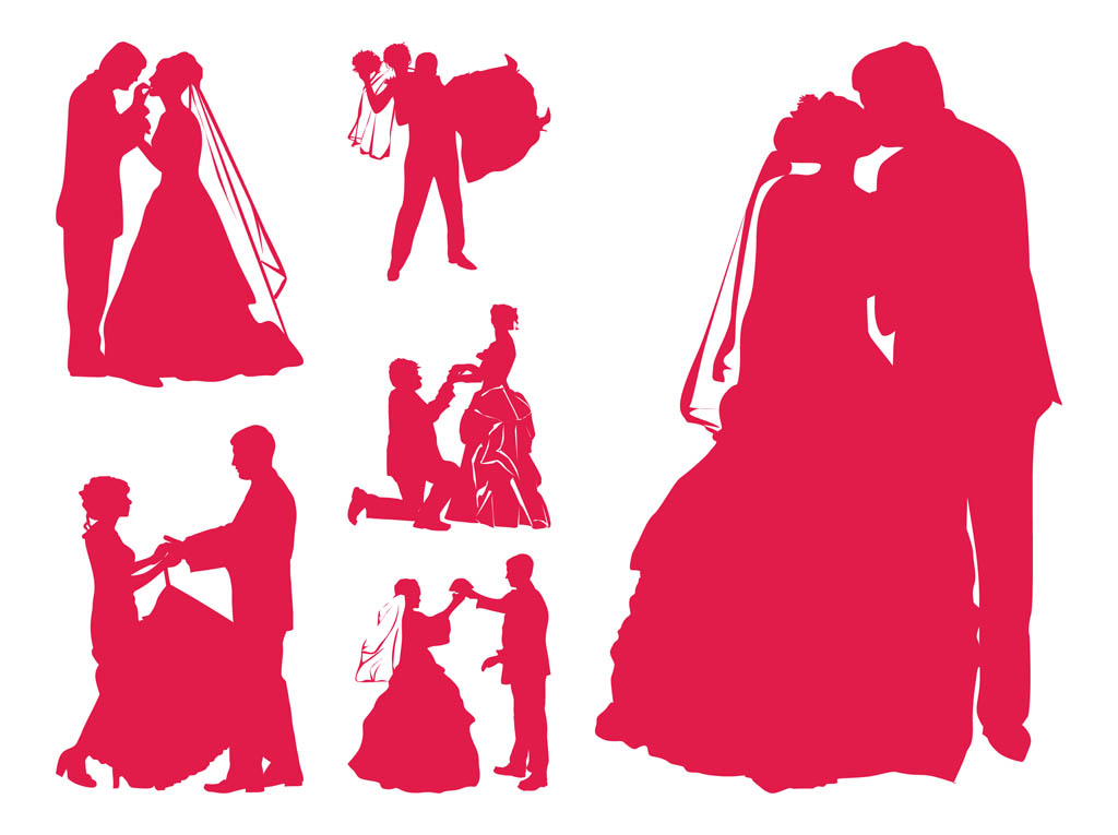 Married Couples Silhouettes Vector Art & Graphics
