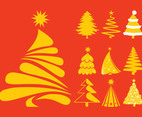Christmas Trees Silhouettes Set