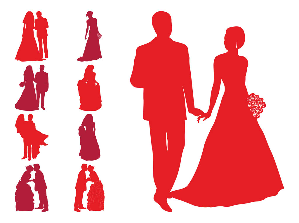 Wedding Silhouettes Vector Art & Graphics