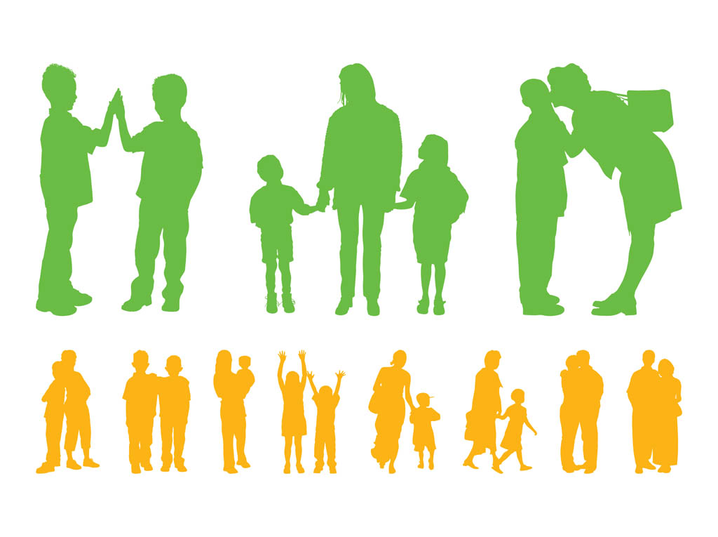 Children And Parents Silhouettes