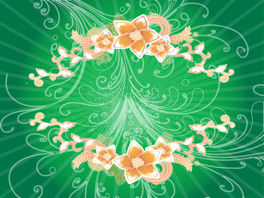 Swirls And Flowers Background
