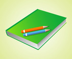 Vector Book And Pencils