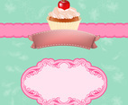 Vintage Cupcake Vector Background