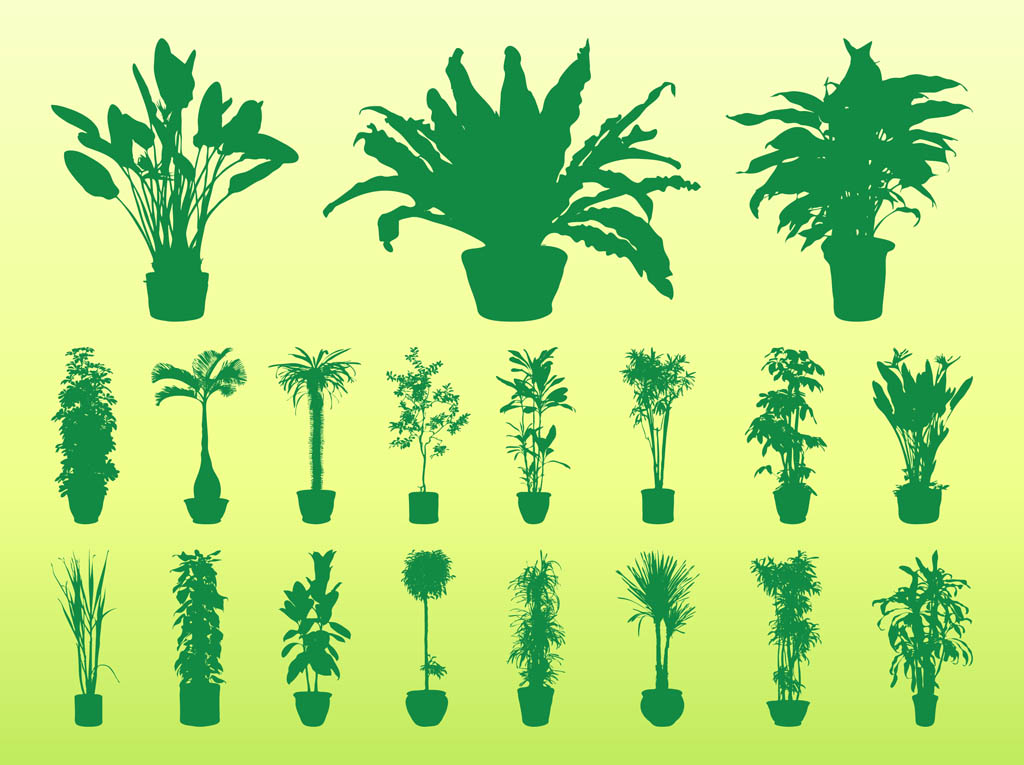 Potted Plants Silhouettes