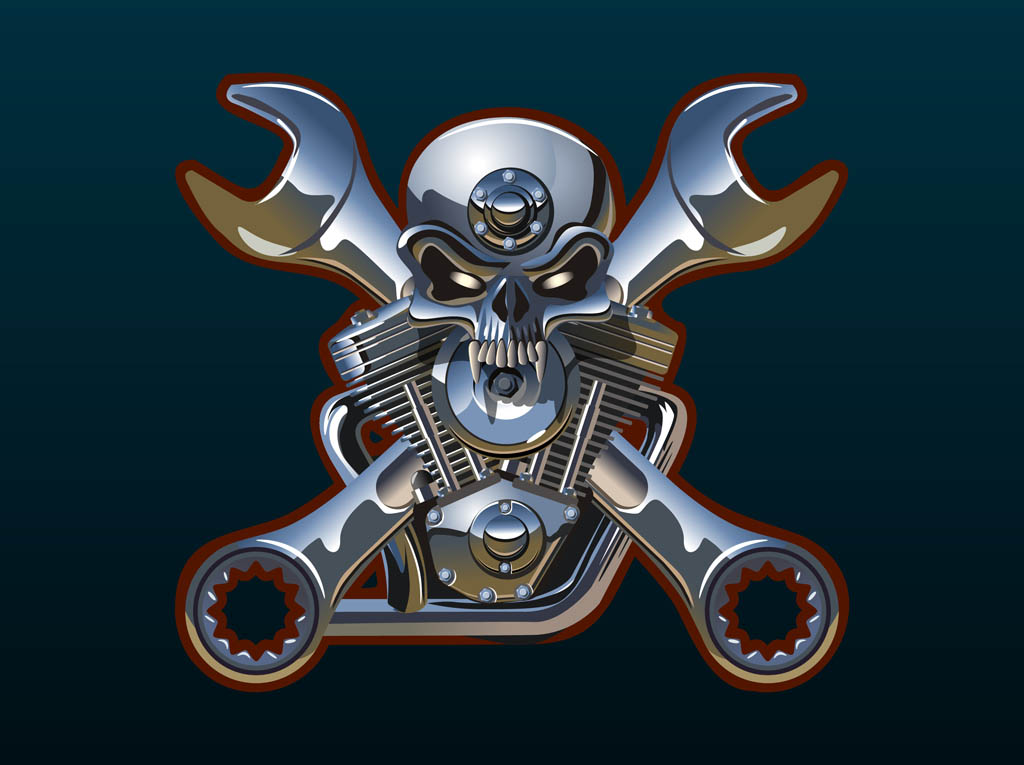 Metal Skull And Wrenches