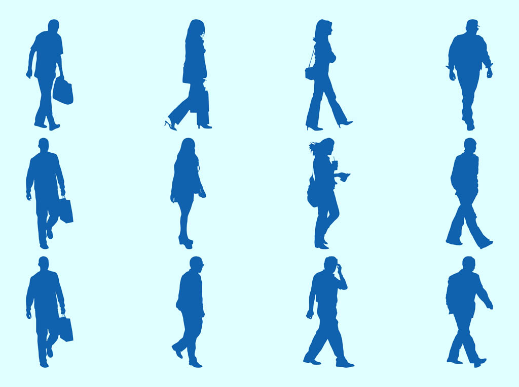 Walking People Silhouettes Graphics