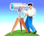 Man With Telescope Graphics