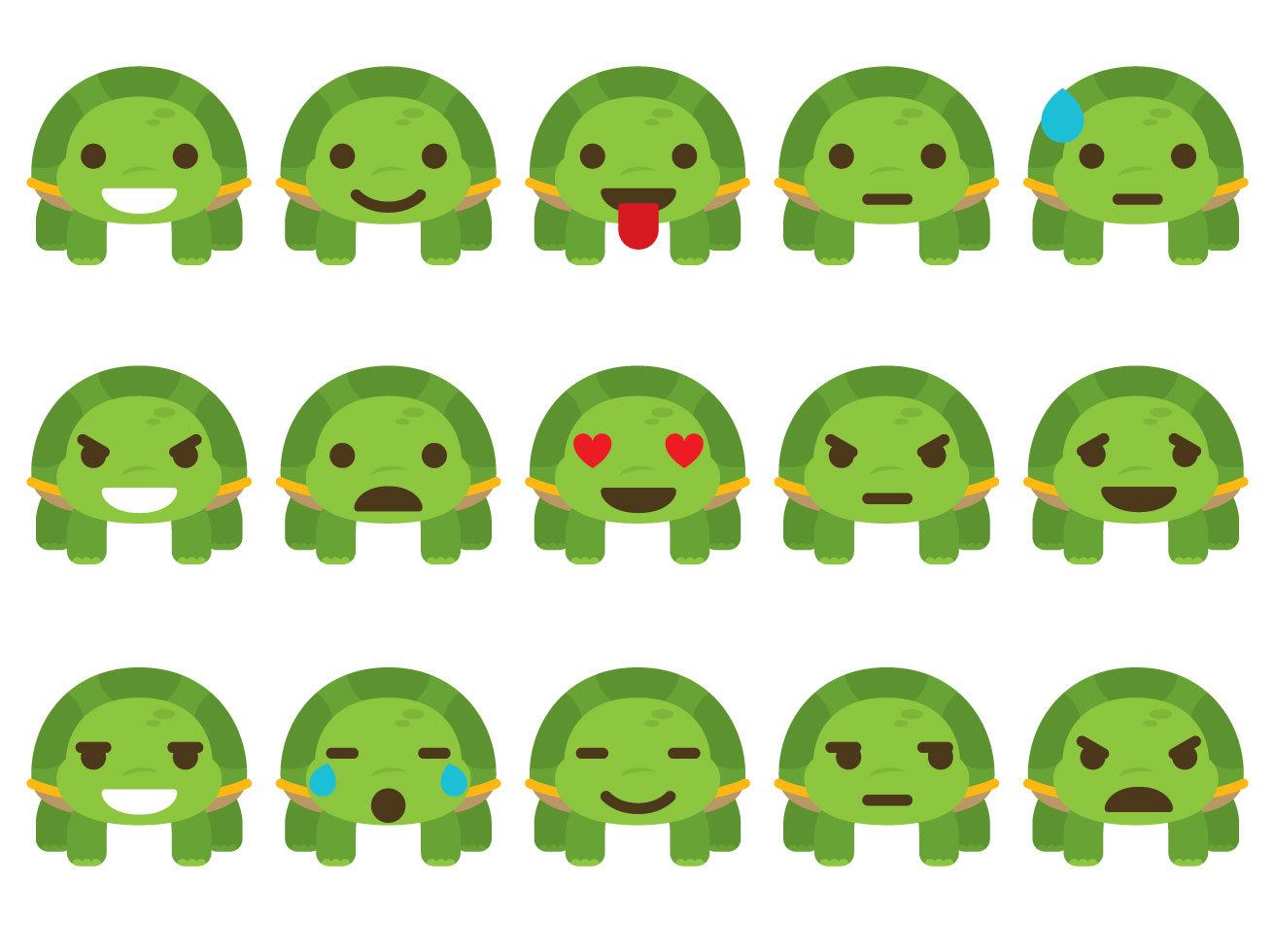 Cartoon Turtles Emoticon Vectors