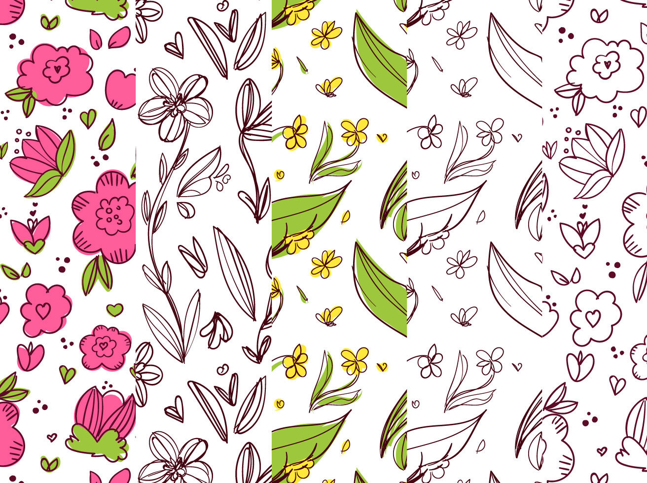 Floral Background Pattern Set