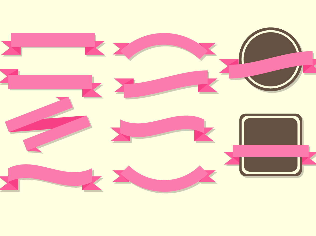 Pink Ribbon  Banner Badge Set