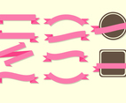 Pink Ribbon  Banner Badge Set