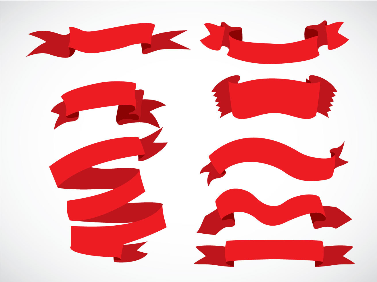 Red Ribbons Vector Sets