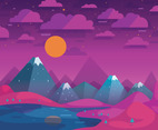 Sky with Night Landscape Vector