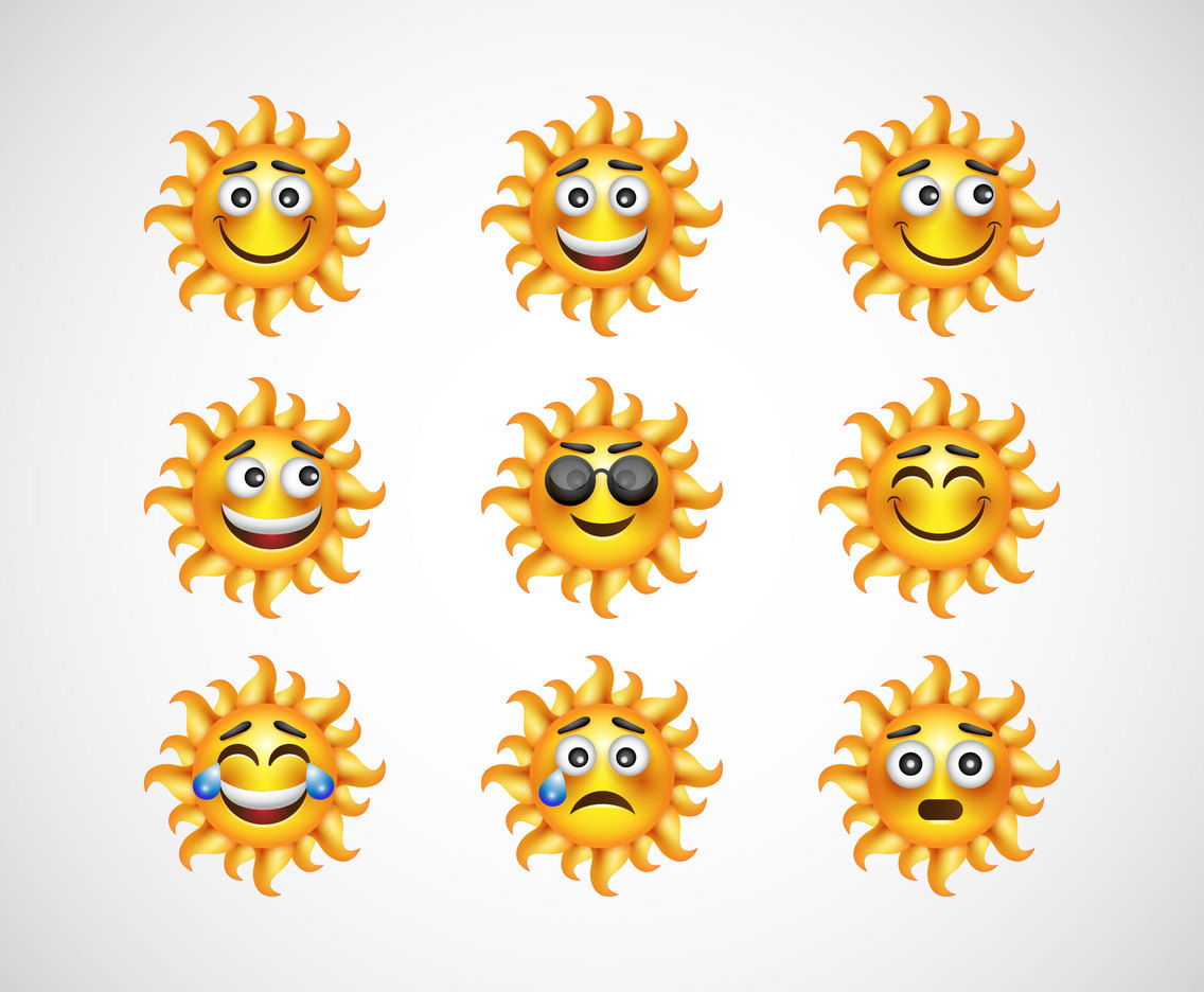 Free Cartoon Sun Emoticon Vectors