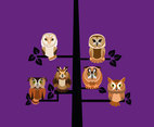 Owls on a Tree Vector
