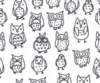 Black and White Owl Pattern Vector