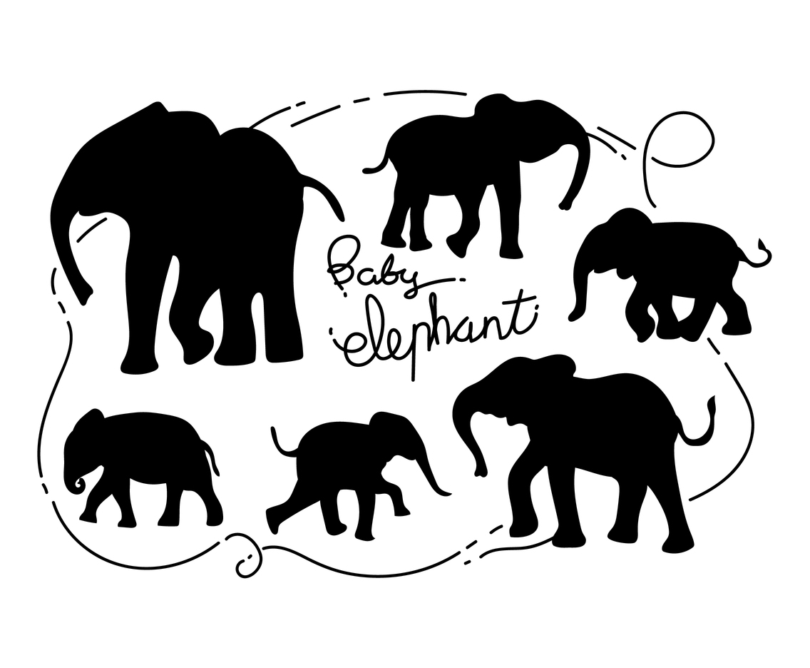 Free Baby Elephant Silhouette Vector Illustration
