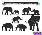 Elephant Silhouette Free Vector Pack Vol. 3