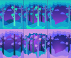 Forest Background Blue Set