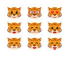Free 9 Emoticons of Tiger