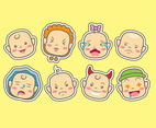 Baby cartoon head icons