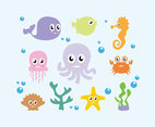 Cartoon Octopus and Friends Vector