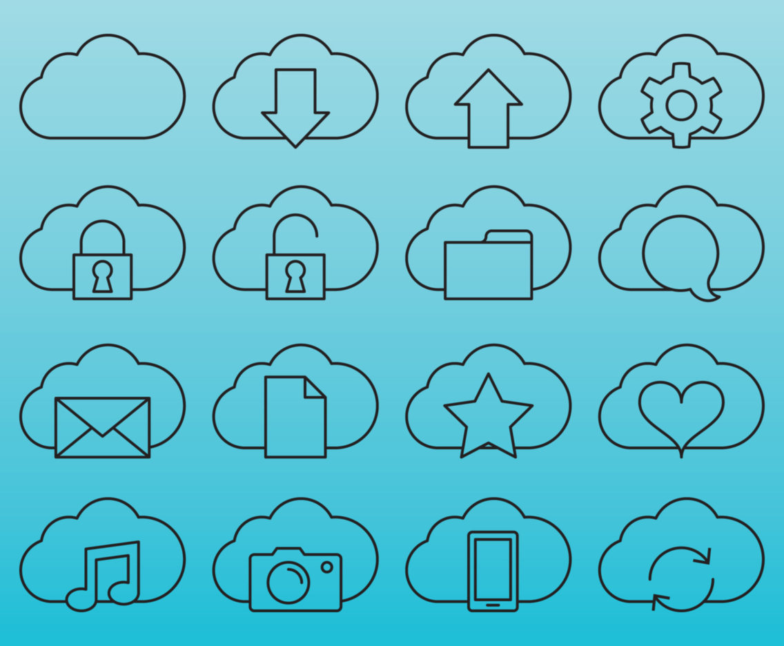 Line Cloud Service Icons