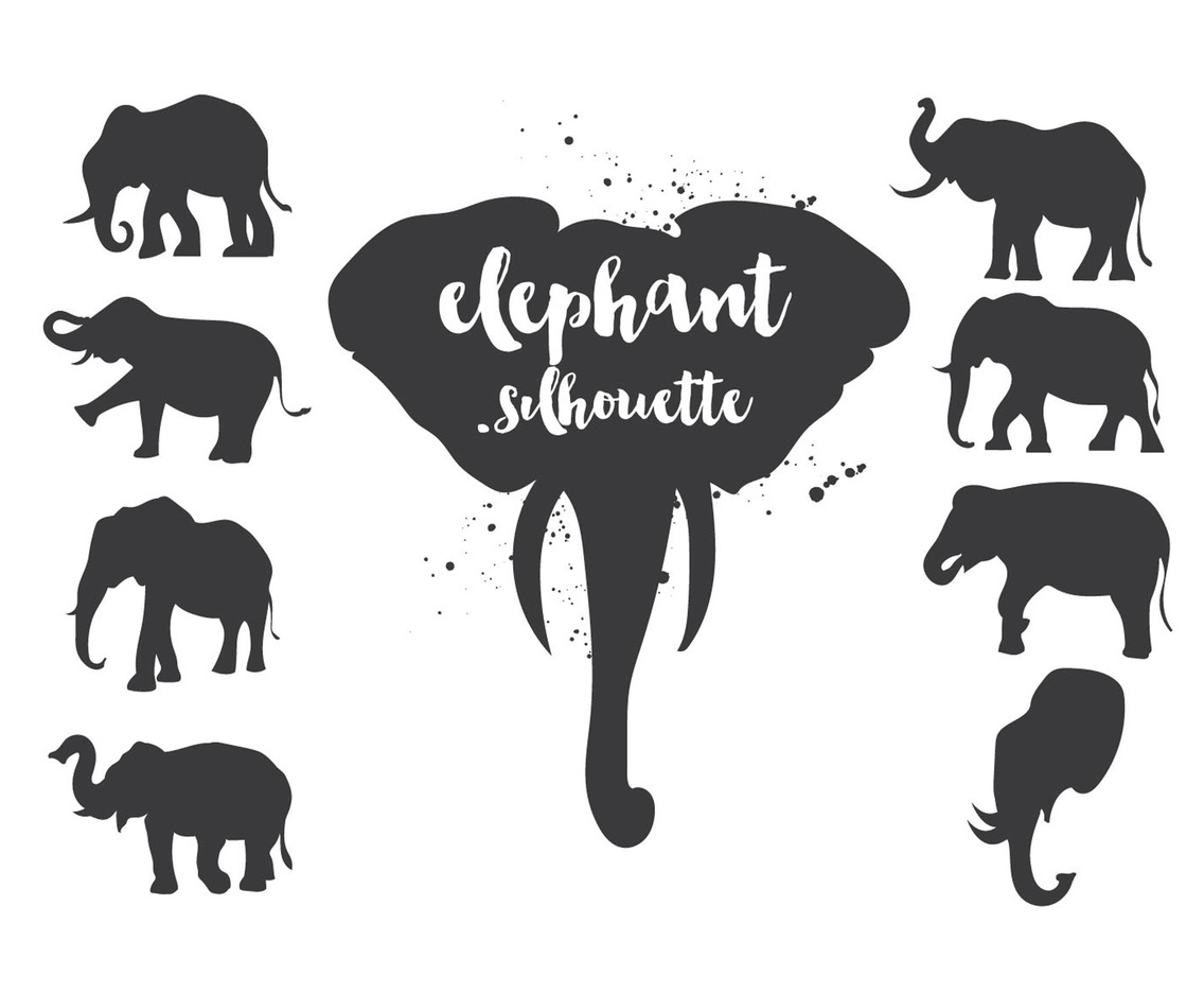 Elephant Silhouette Set