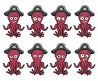 Pirate Octopus Cartoon Vector