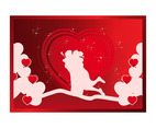 Heart Background with Young Couple Vector