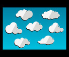 Cloud Flat Vector with Blue Background