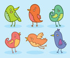 Colorful Cartoon Bird Collection Vector