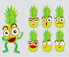 Pineapple Emoji Vector Set