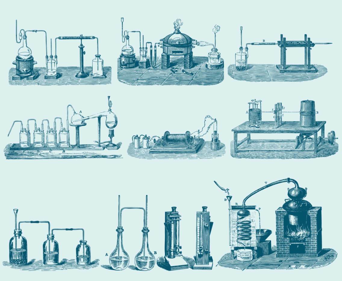 Blue Chemistry Tool Illustrations