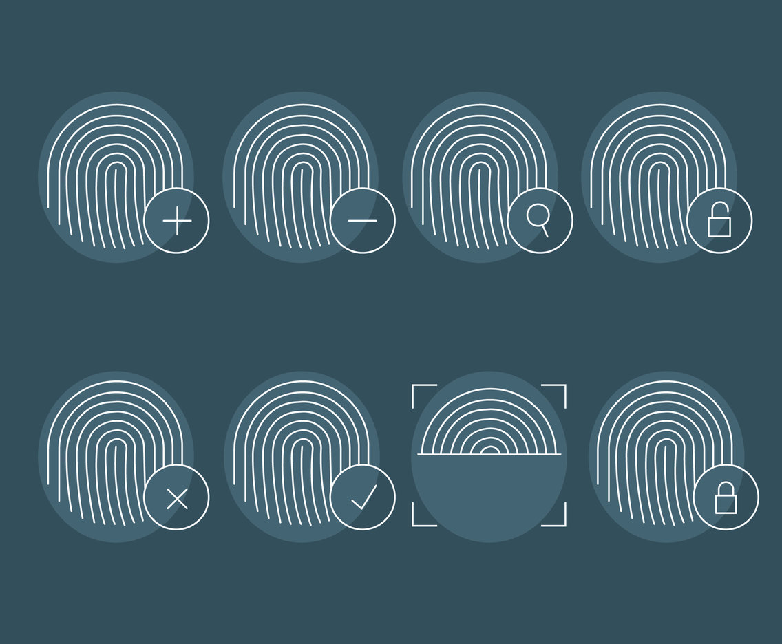 Finger Print Tin Outline Icons Vector