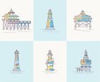 Lighthouse and Pier Vectors