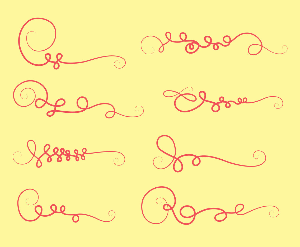 Pink Curlicues Ornament Collection Vector