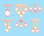 Chandelier Line Icons Vector