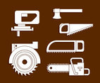 Lumberjack Tools White Icons Vector