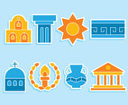 Greece Culture Element Icons Vector