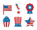 America Indpendence Day Element Vector Set