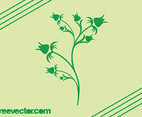 Blooming Green Flower Vector Silhouette