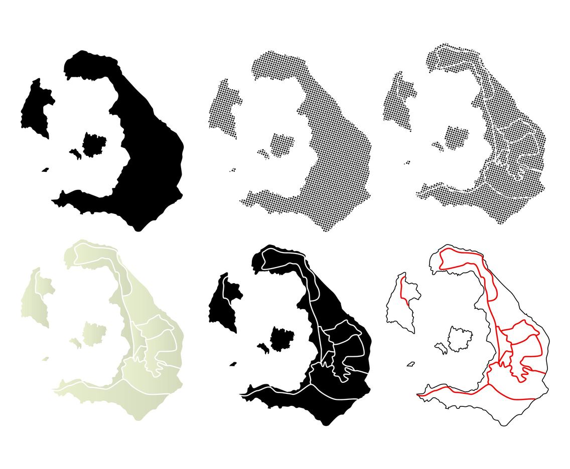 Santorini Map Vector Set