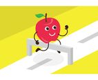 Free Red Apple Cute Cartoon Running Vector